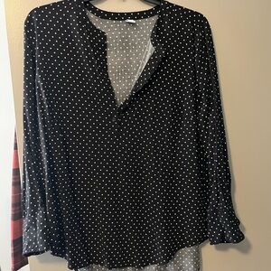 Old Navy Black Blouse with White Dots